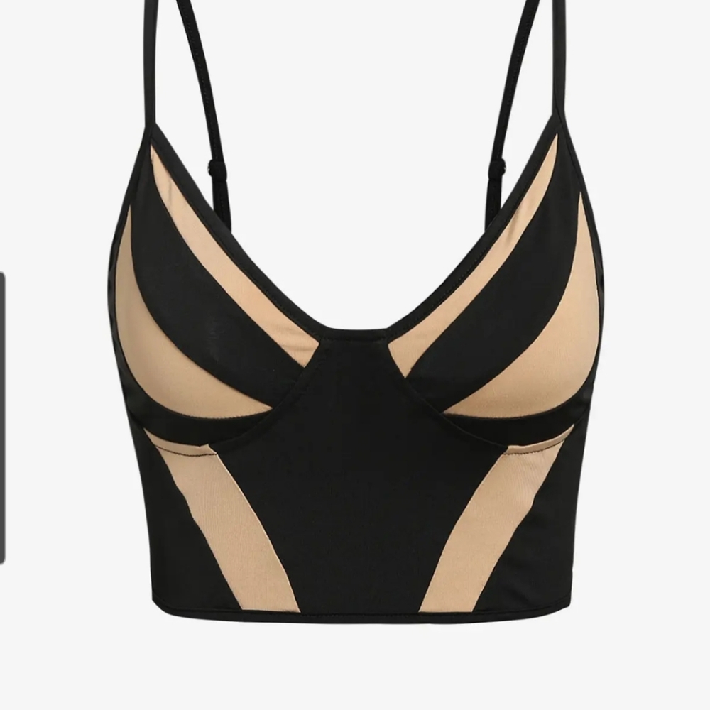 ZAFUL Two Tone Cupped Crop Cami Top - Black M